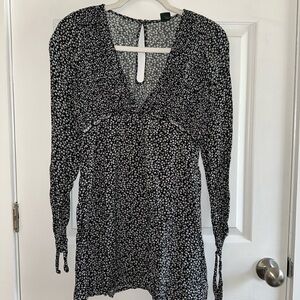 Floral Black and White Dress